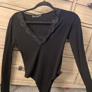 black with lace trim body suit